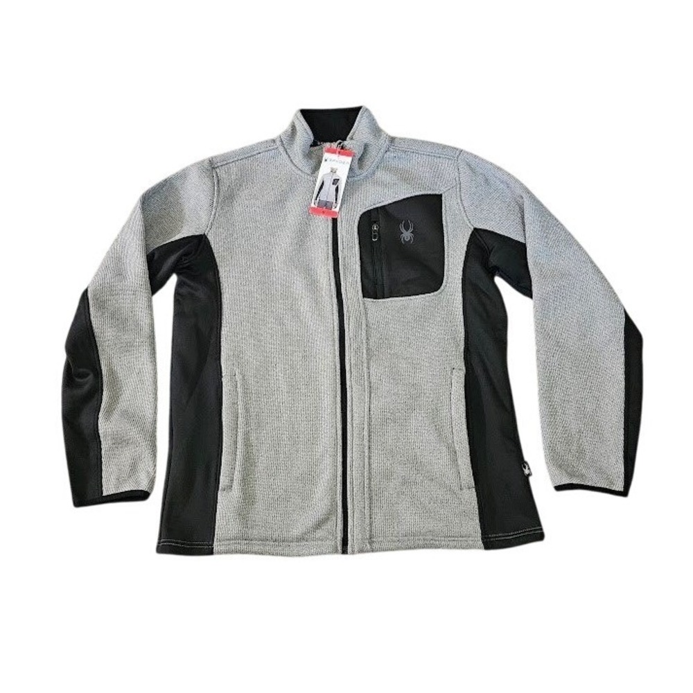 Spyder Full Zip Jacket Men Large Gray Knit Long Sleeve Outdoor New